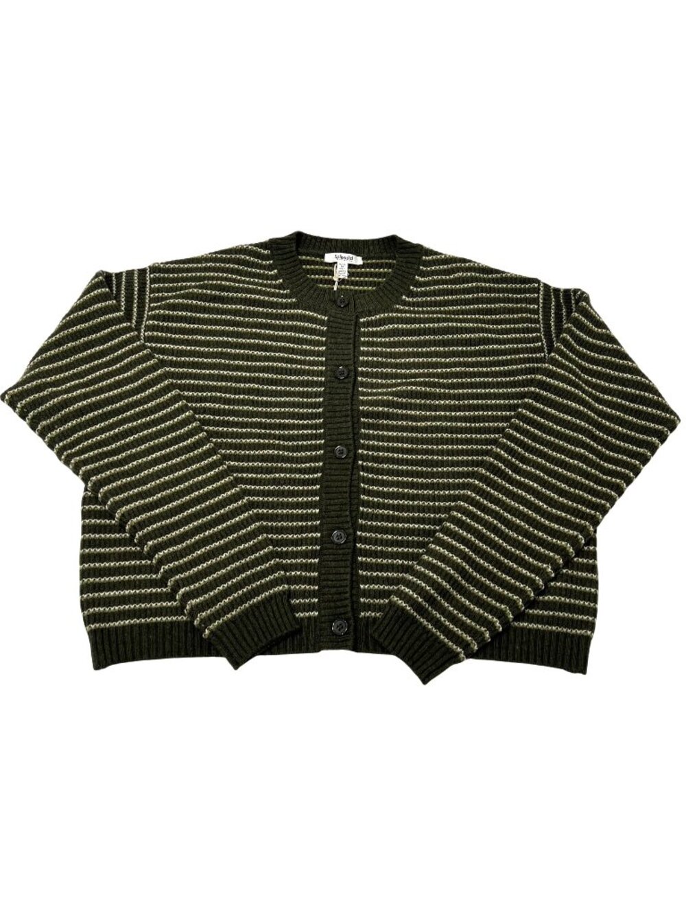 Splendid Amber Stripe Crop Cardigan in Green Spruce Oak